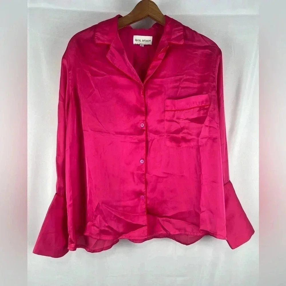 Rachel Antonoff Hot Pink Top Pajama Blouse women’s Small